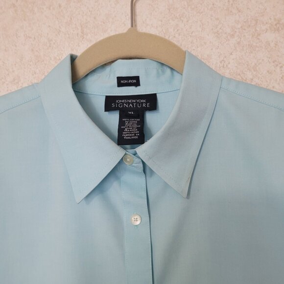 Blue Womens Button Blouse Long Sleeve No Iron Jones New York Size XL - Picture 2 of 15